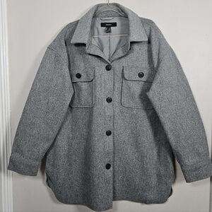 Forever 21 Gray Oversized Minimalist Shacket Size Medium